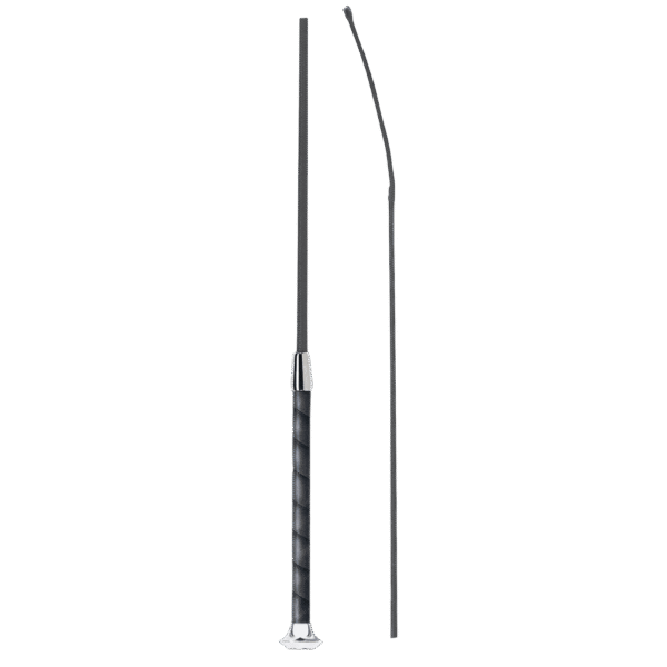 Fleck Dressage Whip - 110cm, Black, Woven Nylon Cover with Wrapped Grip