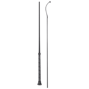 Fleck Dressage Whip with Woven Nylon Cover and Wrap Handle – 110cm, Black